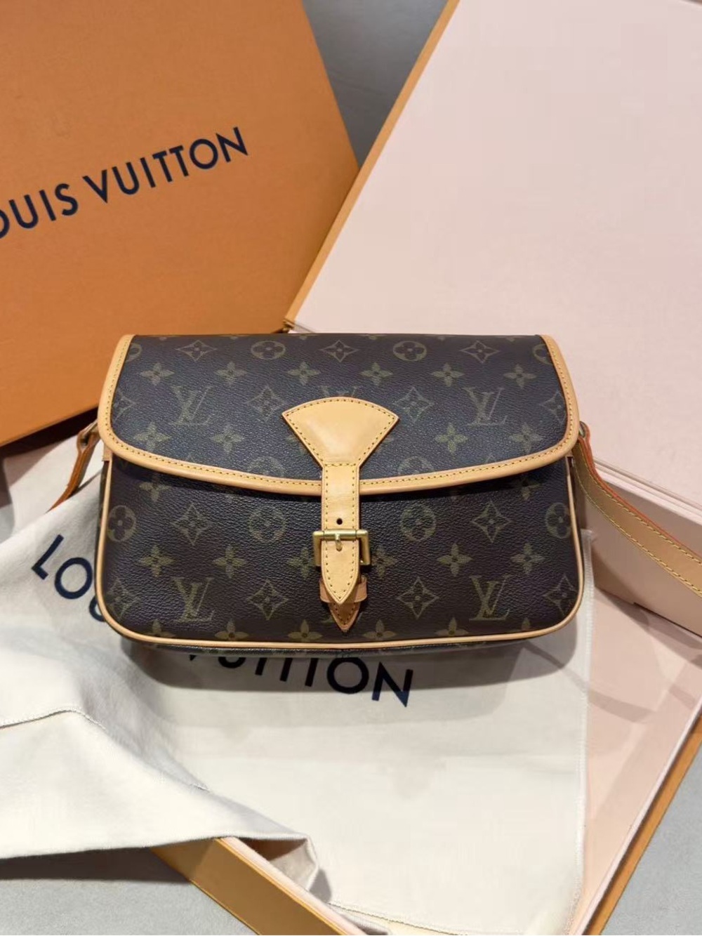Louis Vuitton Brown Monogram Crossbody with Vachetta Trim and Buckle